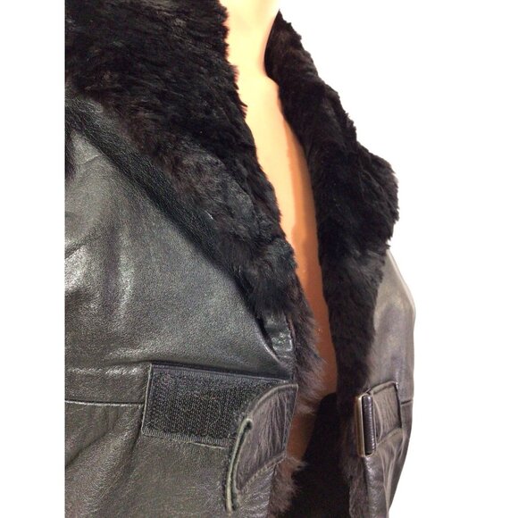 Leather Fur Trim Vest Womens Small - Picture 7 of 9